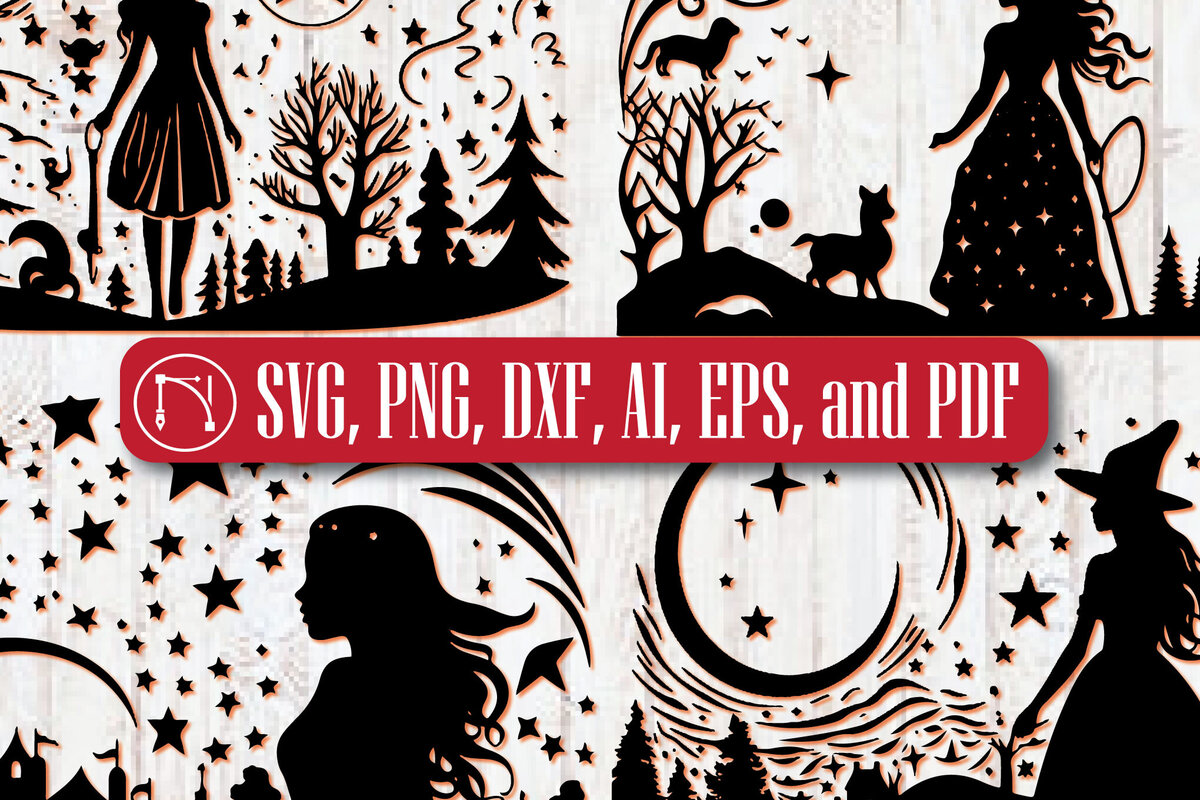 Intra απο ξύλο plywood 3mm-4mm πάχος – Πακέτο Paper Cut Witchy Wonders Δίασταση  20x20 cm INTRAFABR-81181707