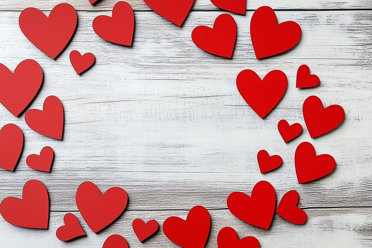 Intra απο ξύλο plywood 3mm-4mm πάχος – Αρχείο κομμένου χαρτιού στεφάνι από καρδιές Δίασταση  20x20 cm INTRAFABR-116009155