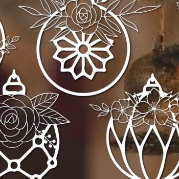 Intra απο ξύλο plywood 3mm-4mm πάχος – Χάρτινο Floral Χριστουγεννιάτικη Μπάλα Πακέτο Δίασταση 20x20 cm INTRAFABR-36461924 - Image 1