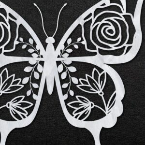 Intra απο ξύλο plywood 3mm-4mm πάχος – Χαρτί/λέιζερ Cut Butterfly Flowers Δίασταση  20x20 cm INTRAFABR-30845215