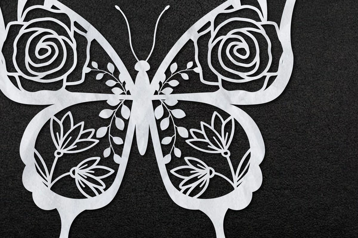 Intra απο ξύλο plywood 3mm-4mm πάχος – Χαρτί/λέιζερ Cut Butterfly Flowers Δίασταση  20x20 cm INTRAFABR-30845215