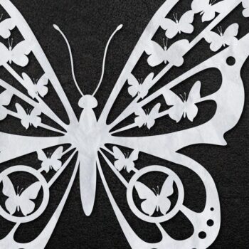 Intra απο ξύλο plywood 3mm-4mm πάχος – Χαρτί/λέιζερ κομμένα λουλούδια πεταλούδας = Δίασταση 20x20 cm INTRAFABR-30864861 - Image 1