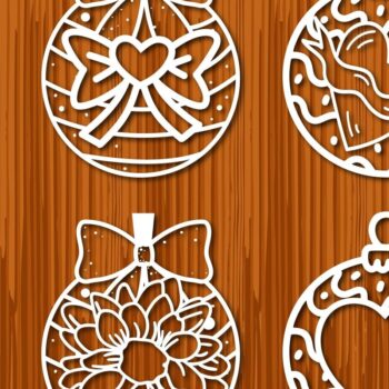 Intra απο ξύλο plywood 3mm-4mm πάχος – Δέσμη χριστουγεννιάτικης μπάλας από χαρτί/λέιζερ Δίασταση  20x20 cm INTRAFABR-32855449 - Image 1