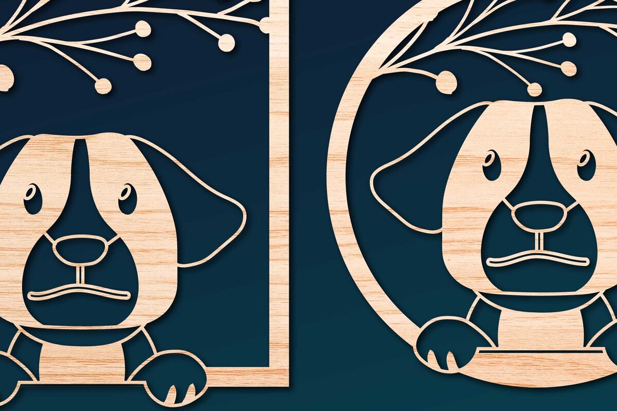 Intra απο ξύλο plywood 3mm-4mm πάχος – Πακέτο Decor Dog Decor από χαρτί/λέιζερ Δίασταση  20x20 cm INTRAFABR-66276398