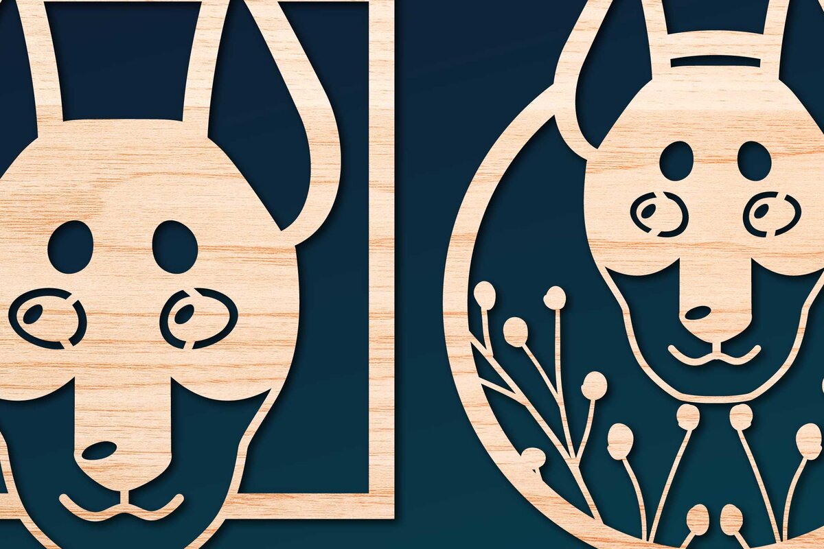 Intra απο ξύλο plywood 3mm-4mm πάχος – Πακέτο Decor Dog Decor από χαρτί/λέιζερ Δίασταση  20x20 cm INTRAFABR-66285715