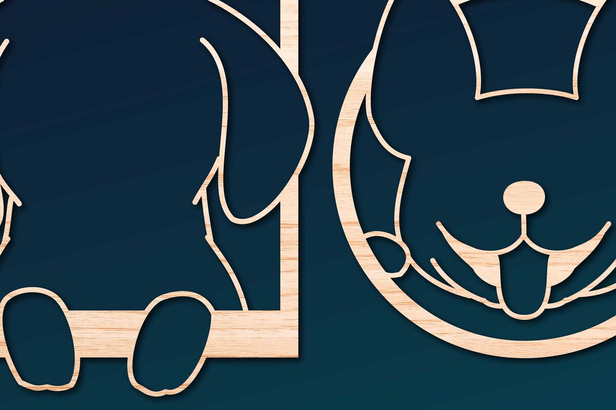 Intra απο ξύλο plywood 3mm-4mm πάχος – Πακέτο Decor Dog Decor από χαρτί/λέιζερ Δίασταση  20x20 cm INTRAFABR-66317357