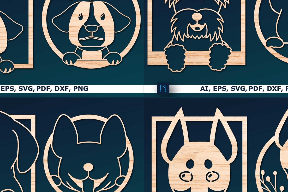 Intra απο ξύλο plywood 3mm-4mm πάχος – Πακέτο Decor Dog Decor από χαρτί/λέιζερ Δίασταση  20x20 cm INTRAFABR-66318193