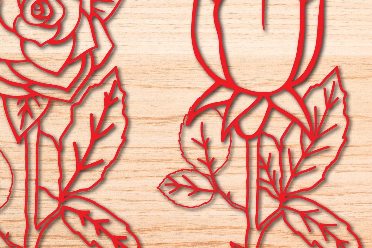 Intra απο ξύλο plywood 3mm-4mm πάχος – Πακέτο από χαρτί/λέιζερ Cut Rose Flower Δίασταση  20x20 cm INTRAFABR-65154752