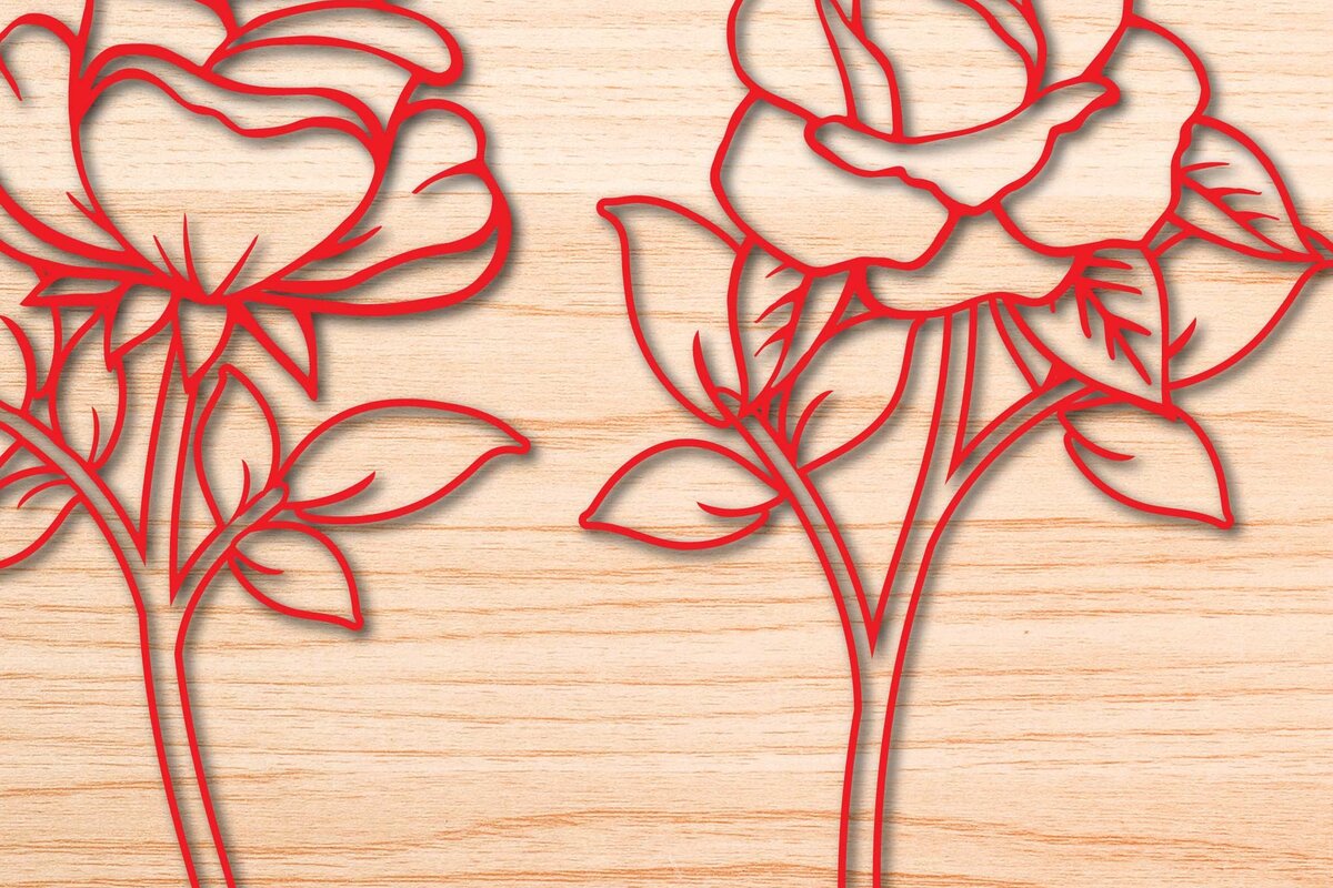 Intra απο ξύλο plywood 3mm-4mm πάχος – Πακέτο από χαρτί/λέιζερ Cut Rose Flower Δίασταση  20x20 cm INTRAFABR-65155218