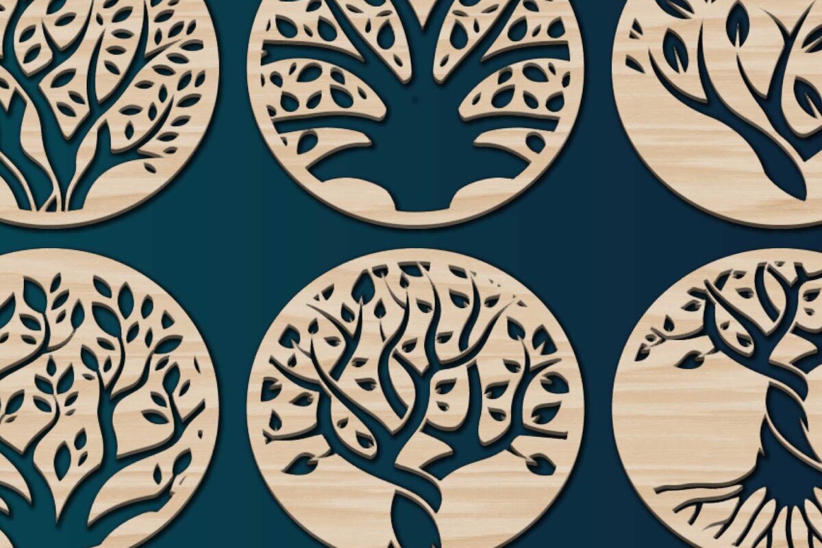 Intra απο ξύλο plywood 3mm-4mm πάχος – Χαρτί/Δέσμη κοπής με λέιζερ Tree Life Δίασταση  20x20 cm INTRAFABR-72906233