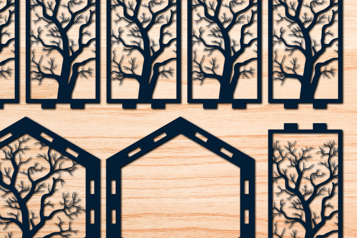 Intra απο ξύλο plywood 3mm-4mm πάχος – Χαρτί/λέιζερ Cut Tree of Life Lantern Δίασταση  20x20 cm INTRAFABR-56509004