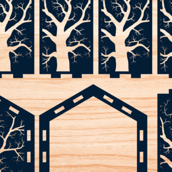 Intra απο ξύλο plywood 3mm-4mm πάχος – Χαρτί/λέιζερ Cut Tree of Life Lantern Δίασταση 20x20 cm INTRAFABR-56509483 - Image 1