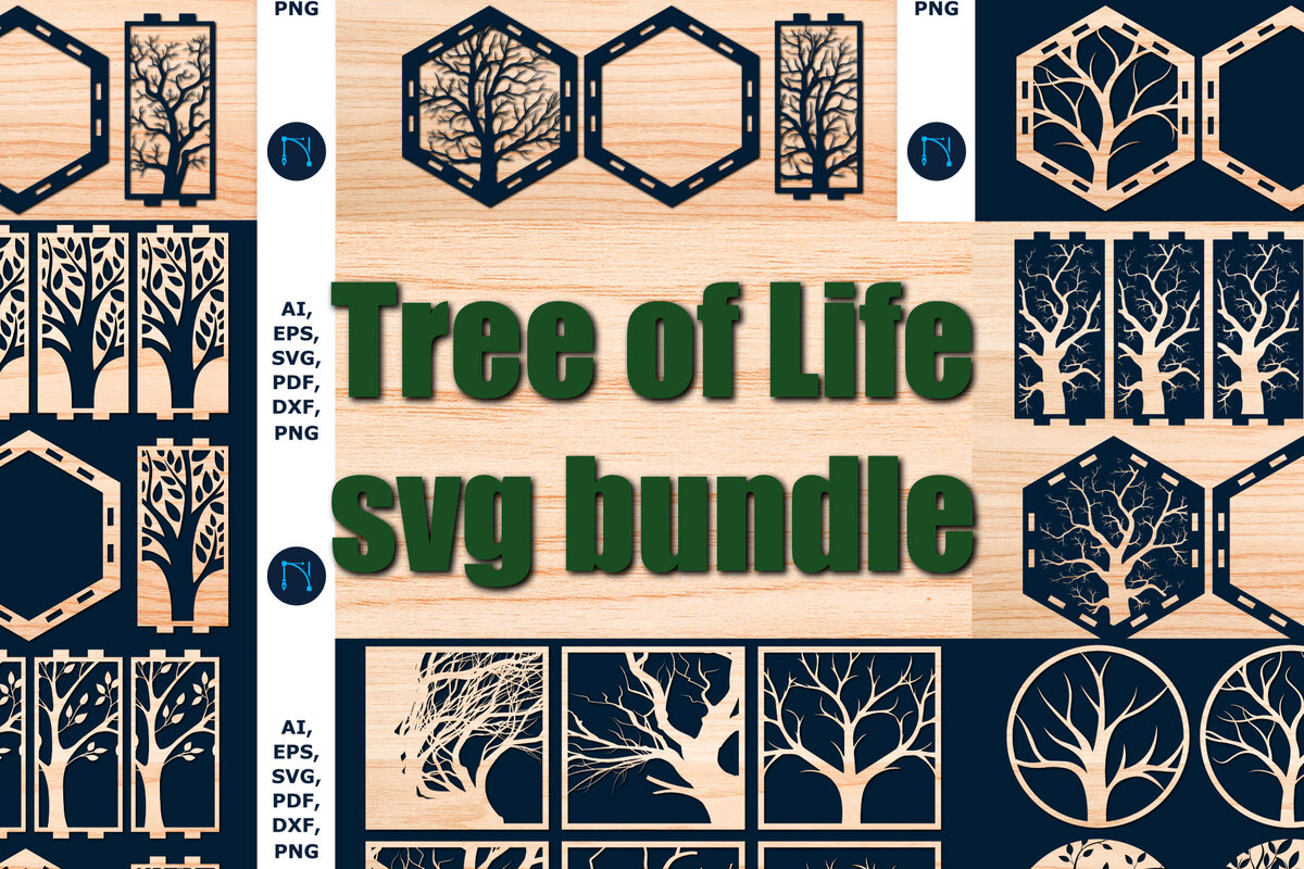 Intra απο ξύλο plywood 3mm-4mm πάχος – Πακέτο Cut Tree of Life από χαρτί/λέιζερ Δίασταση  20x20 cm INTRAFABR-56510358