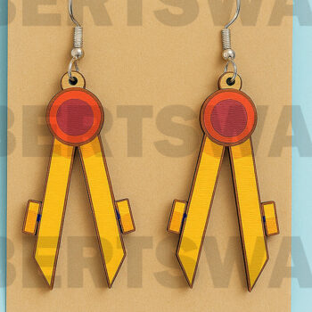 Intra απο ξύλο plywood 3mm-4mm πάχος – Σκουλαρίκια με συνδετήρες – Πράσινο Καφέ Δίασταση  5x5 cm INTRAFABR-124968217 - Image 1