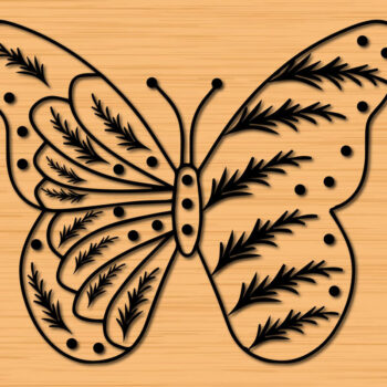 Intra απο ξύλο plywood 3mm-4mm πάχος – Papercut Butterfly Wildflower 3d Δίασταση  20x20 cm INTRAFABR-30662488 - Image 1