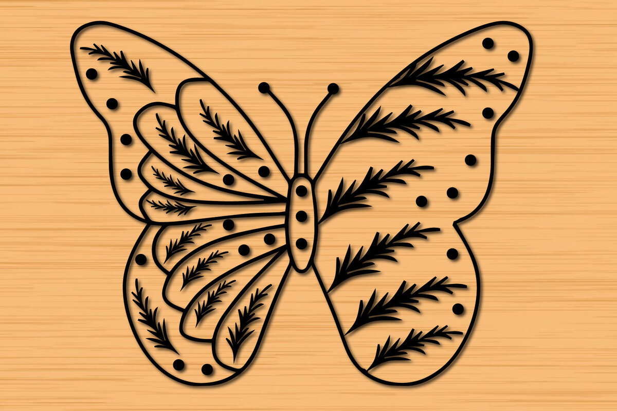 Intra απο ξύλο plywood 3mm-4mm πάχος – Papercut Butterfly Wildflower 3d Δίασταση  20x20 cm INTRAFABR-30662488