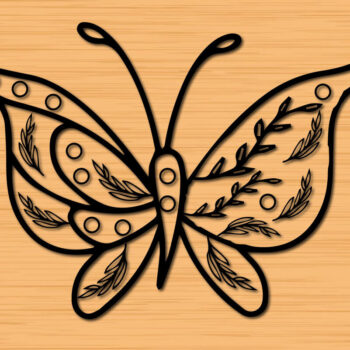 Intra απο ξύλο plywood 3mm-4mm πάχος – Papercut Butterfly Wildflower 3d Δίασταση  20x20 cm INTRAFABR-30655761 - Image 1