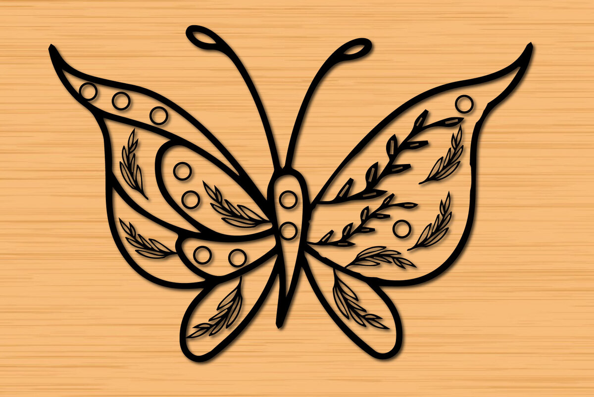 Intra απο ξύλο plywood 3mm-4mm πάχος – Papercut Butterfly Wildflower 3d Δίασταση  20x20 cm INTRAFABR-30655761