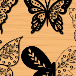 Intra απο ξύλο plywood 3mm-4mm πάχος – Papercut Butterfly Wildflower Δίασταση  20x20 cm INTRAFABR-30591237