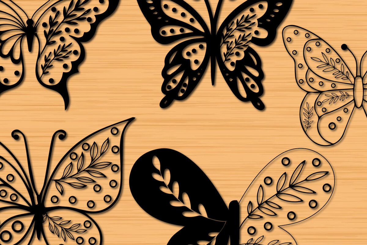 Intra απο ξύλο plywood 3mm-4mm πάχος – Papercut Butterfly Wildflower Δίασταση  20x20 cm INTRAFABR-30591237