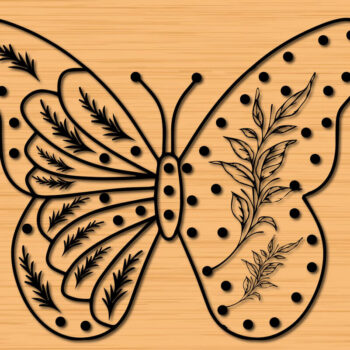Intra απο ξύλο plywood 3mm-4mm πάχος – Papercut Butterfly Wildflower Δίασταση  20x20 cm INTRAFABR-30661544 - Image 1