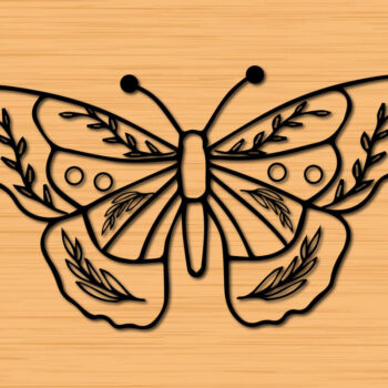 Intra απο ξύλο plywood 3mm-4mm πάχος – Papercut Butterfly Wildflower Δίασταση  20x20 cm INTRAFABR-30662060 - Image 1