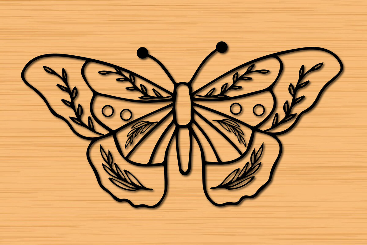 Intra απο ξύλο plywood 3mm-4mm πάχος – Papercut Butterfly Wildflower Δίασταση  20x20 cm INTRAFABR-30662060