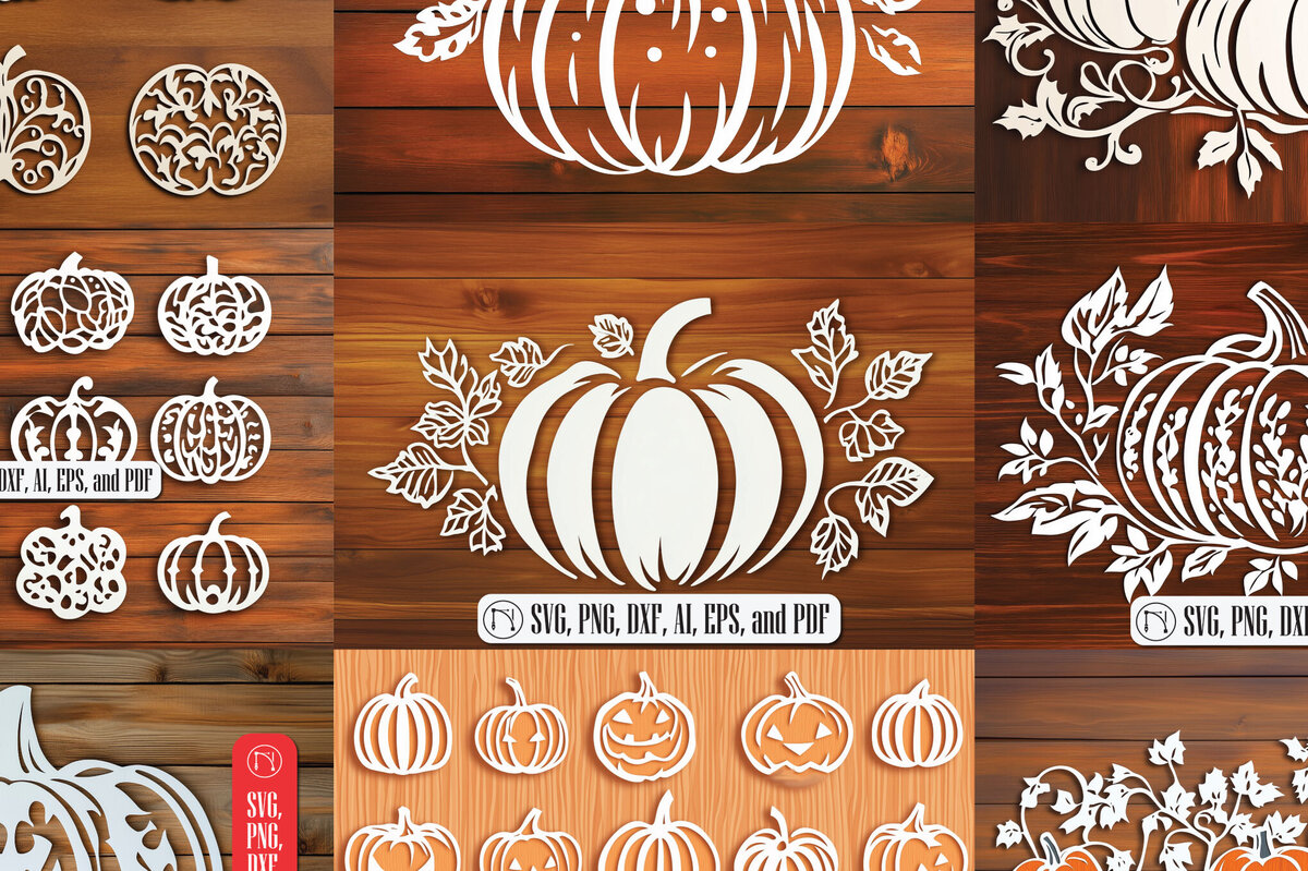 Intra απο ξύλο plywood 3mm-4mm πάχος – Πακέτο διακοσμητικής κολοκύθας Papercut Δίασταση  20x20 cm INTRAFABR-103118195