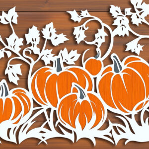 Intra απο ξύλο plywood 3mm-4mm πάχος – Διακοσμητικό κομμένο αρχείο κολοκύθας με χαρτί Δίασταση 40x30 cm INTRAFABR-103104525