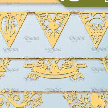 Intra απο ξύλο plywood 3mm-4mm πάχος – Πακέτο Papercut Πασχαλινή γιρλάντα Δίασταση  20x20 cm INTRAFABR-92485247 - Image 1