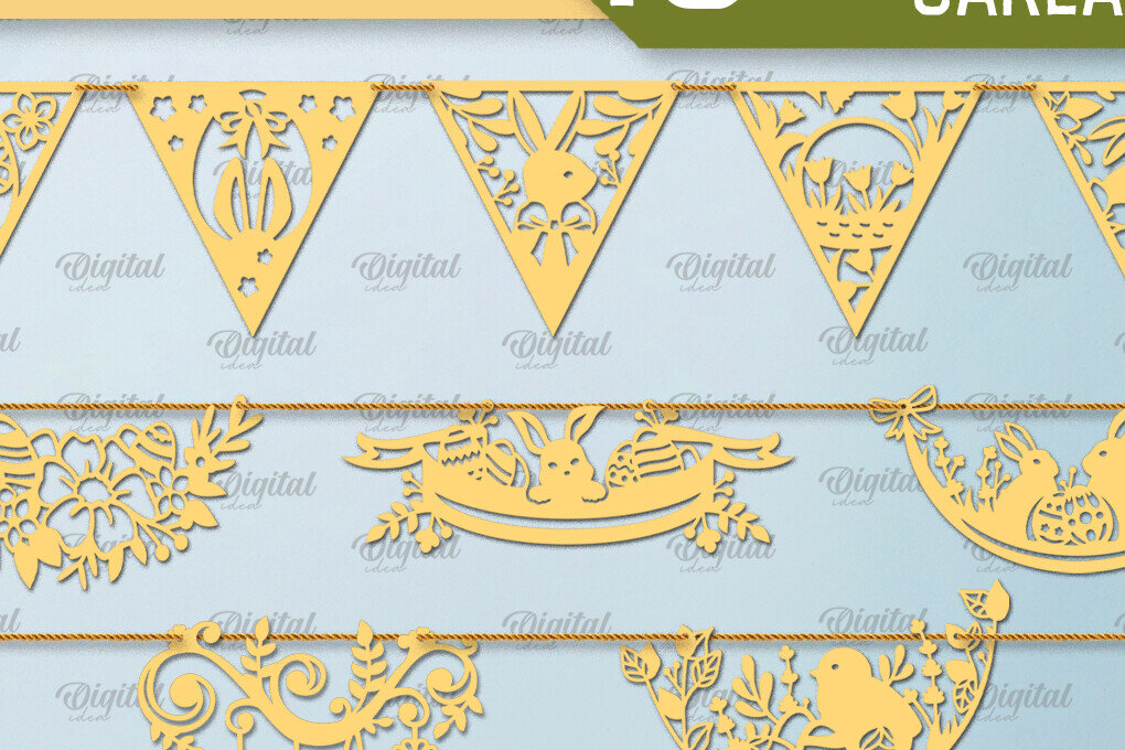 Intra απο ξύλο plywood 3mm-4mm πάχος – Πακέτο Papercut Πασχαλινή γιρλάντα Δίασταση  20x20 cm INTRAFABR-92485247