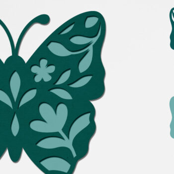 Intra απο ξύλο plywood 3mm-4mm πάχος – Πεταλούδα και λουλούδια με στρώσεις χαρτόκοψη Δίασταση  20x20 cm INTRAFABR-72564620 - Image 1