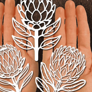 Intra απο ξύλο plywood 3mm-4mm πάχος – Χαρτόκοψη Protea Flower DXF Δίασταση  20x20 cm INTRAFABR-125441868