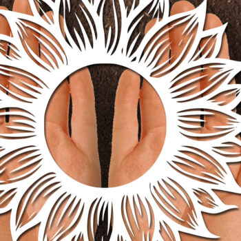 Intra απο ξύλο plywood 3mm-4mm πάχος – Papercut Sunflower DXF Δίασταση  20x20 cm INTRAFABR-125441700 - Image 1