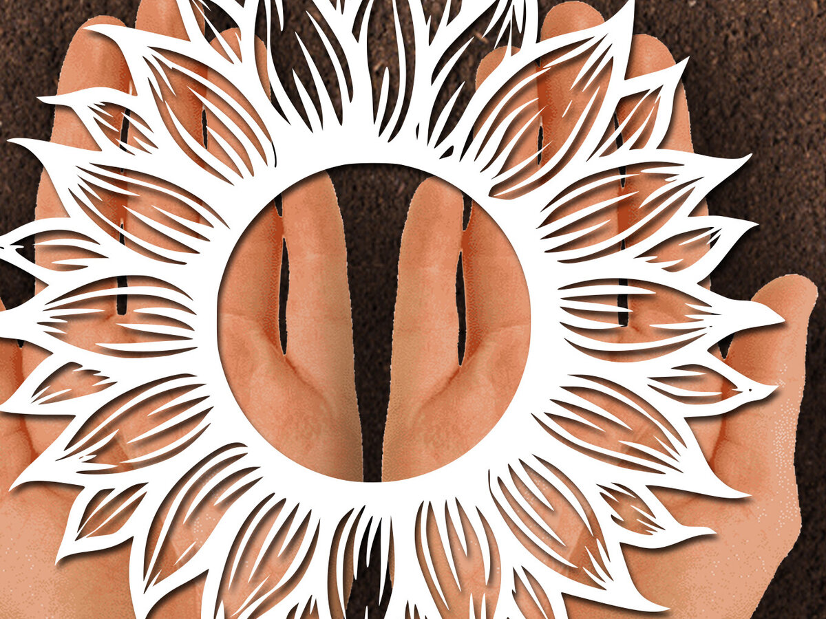 Intra απο ξύλο plywood 3mm-4mm πάχος – Papercut Sunflower DXF Δίασταση  20x20 cm INTRAFABR-125441700