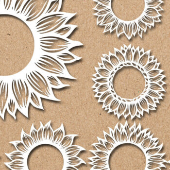 Intra απο ξύλο plywood 3mm-4mm πάχος – Papercut Sunflower DXF Δίασταση  20x20 cm INTRAFABR-125441700 - Image 2