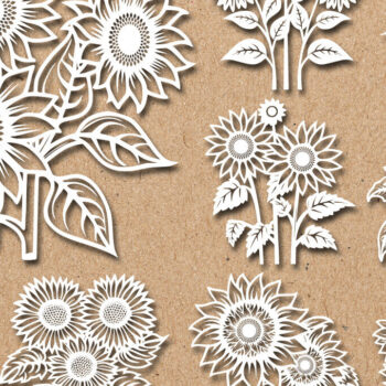 Intra απο ξύλο plywood 3mm-4mm πάχος – Papercut Sunflower DXF Δίασταση  20x20 cm INTRAFABR-125440680 - Image 2