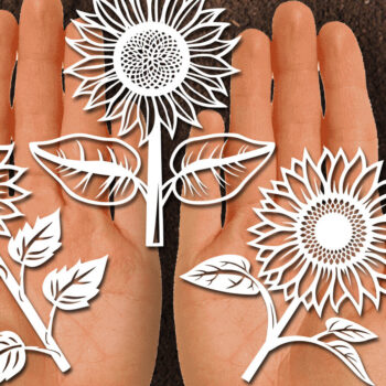Intra απο ξύλο plywood 3mm-4mm πάχος – Papercut Sunflower DXF Δίασταση 20x20 cm INTRAFABR-125440681 - Image 1