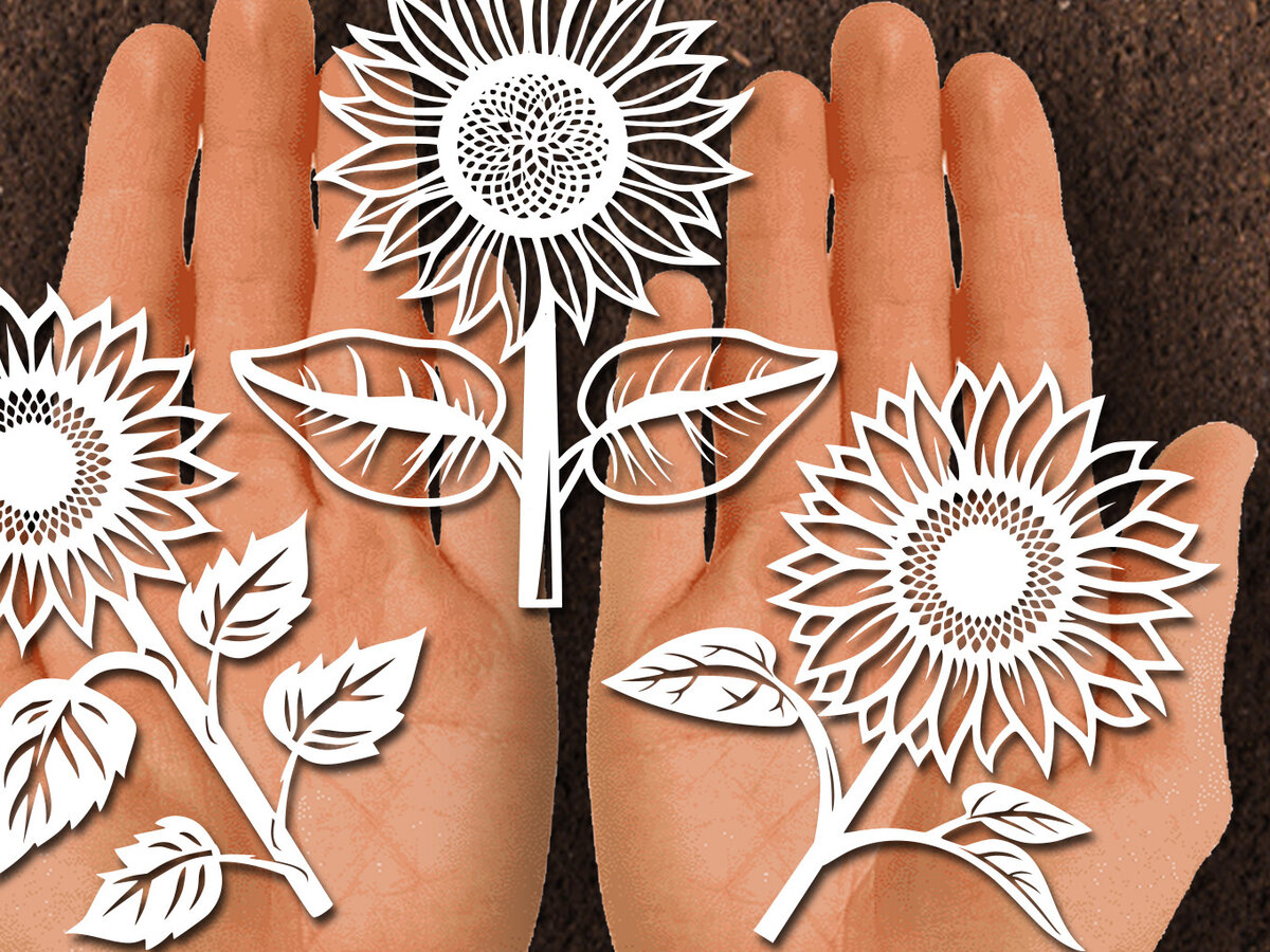 Intra απο ξύλο plywood 3mm-4mm πάχος – Papercut Sunflower DXF Δίασταση  20x20 cm INTRAFABR-125440681