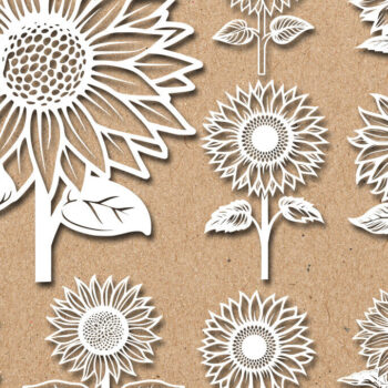 Intra απο ξύλο plywood 3mm-4mm πάχος – Papercut Sunflower DXF Δίασταση 20x20 cm INTRAFABR-125440681 - Image 2