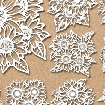 Intra απο ξύλο plywood 3mm-4mm πάχος – Papercut Sunflower DXF Δίασταση  20x20 cm INTRAFABR-125440683 - Image 2