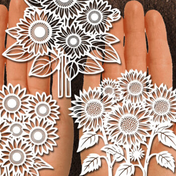 Intra απο ξύλο plywood 3mm-4mm πάχος – Papercut Sunflower DXF Δίασταση 20x20 cm INTRAFABR-125440688 - Image 1