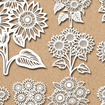 Intra απο ξύλο plywood 3mm-4mm πάχος – Papercut Sunflower DXF Δίασταση 20x20 cm INTRAFABR-125440688 - Image 2