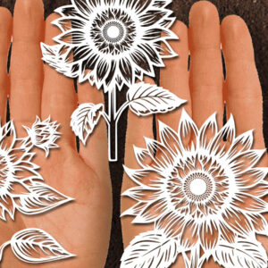 Intra απο ξύλο plywood 3mm-4mm πάχος – Papercut Sunflower DXF Δίασταση 20x20 cm INTRAFABR-125440798