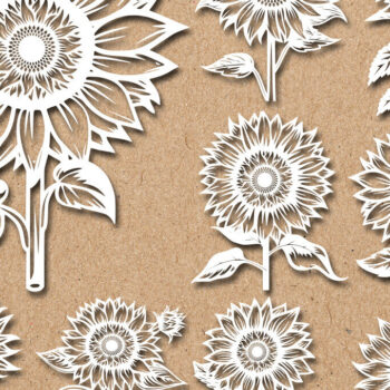 Intra απο ξύλο plywood 3mm-4mm πάχος – Papercut Sunflower DXF Δίασταση  20x20 cm INTRAFABR-125440798 - Image 2