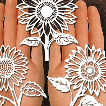 Intra απο ξύλο plywood 3mm-4mm πάχος – Papercut Sunflower DXF Δίασταση 20x20 cm INTRAFABR-125440800 - Image 1