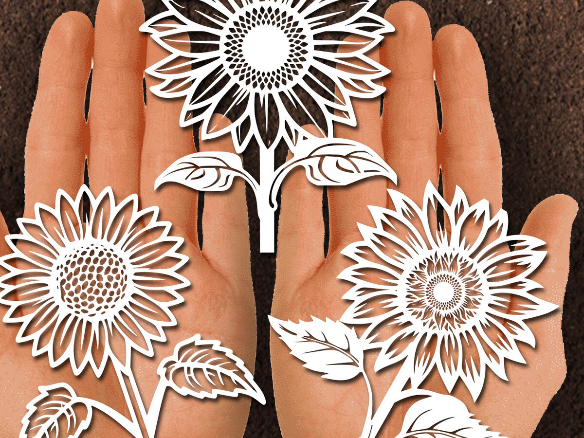 Intra απο ξύλο plywood 3mm-4mm πάχος – Papercut Sunflower DXF Δίασταση  20x20 cm INTRAFABR-125440800