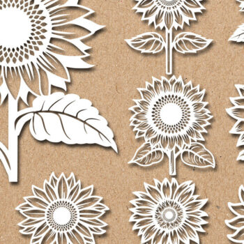 Intra απο ξύλο plywood 3mm-4mm πάχος – Papercut Sunflower DXF Δίασταση 20x20 cm INTRAFABR-125440800 - Image 2