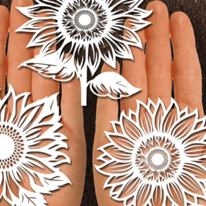 Intra απο ξύλο plywood 3mm-4mm πάχος – Papercut Sunflower DXF Δίασταση 20x20 cm INTRAFABR-125440801