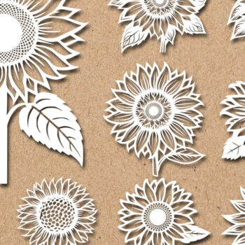Intra απο ξύλο plywood 3mm-4mm πάχος – Papercut Sunflower DXF Δίασταση  20x20 cm INTRAFABR-125440801 - Image 2